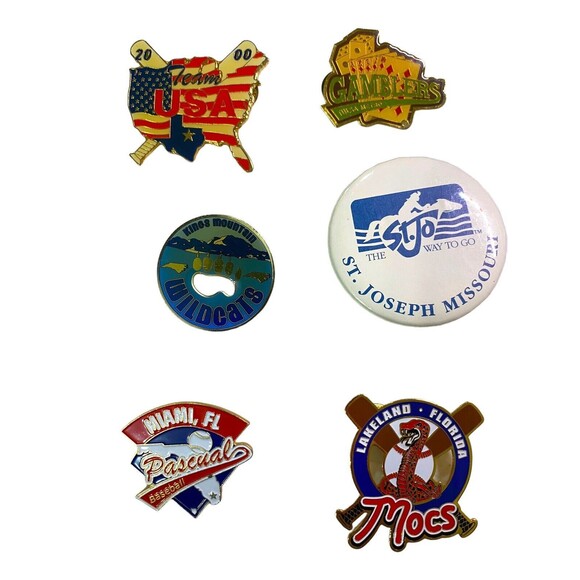 MIXED Vintage LOT 21 Pcs Various Enamel Pins Keychain Collection Sports - Picture 5 of 9